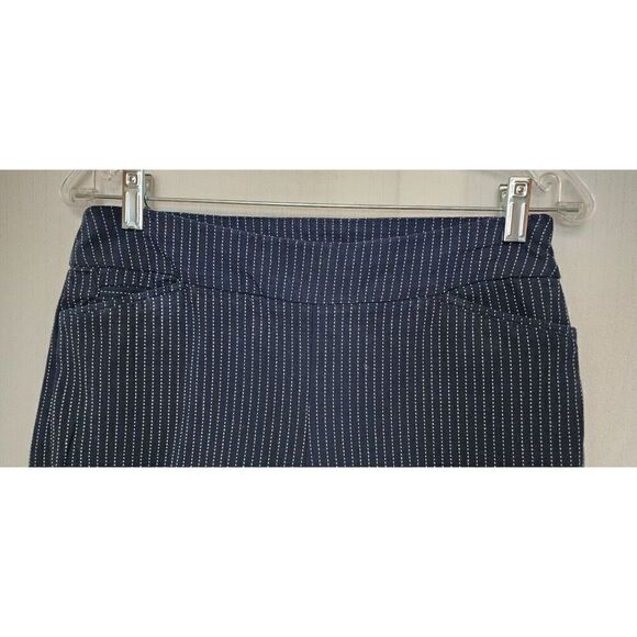 Chicos Women's Navy Blue Striped Stretch Pull-On Slim Leg Pants Size 0/US 4R - Picture 5 of 8
